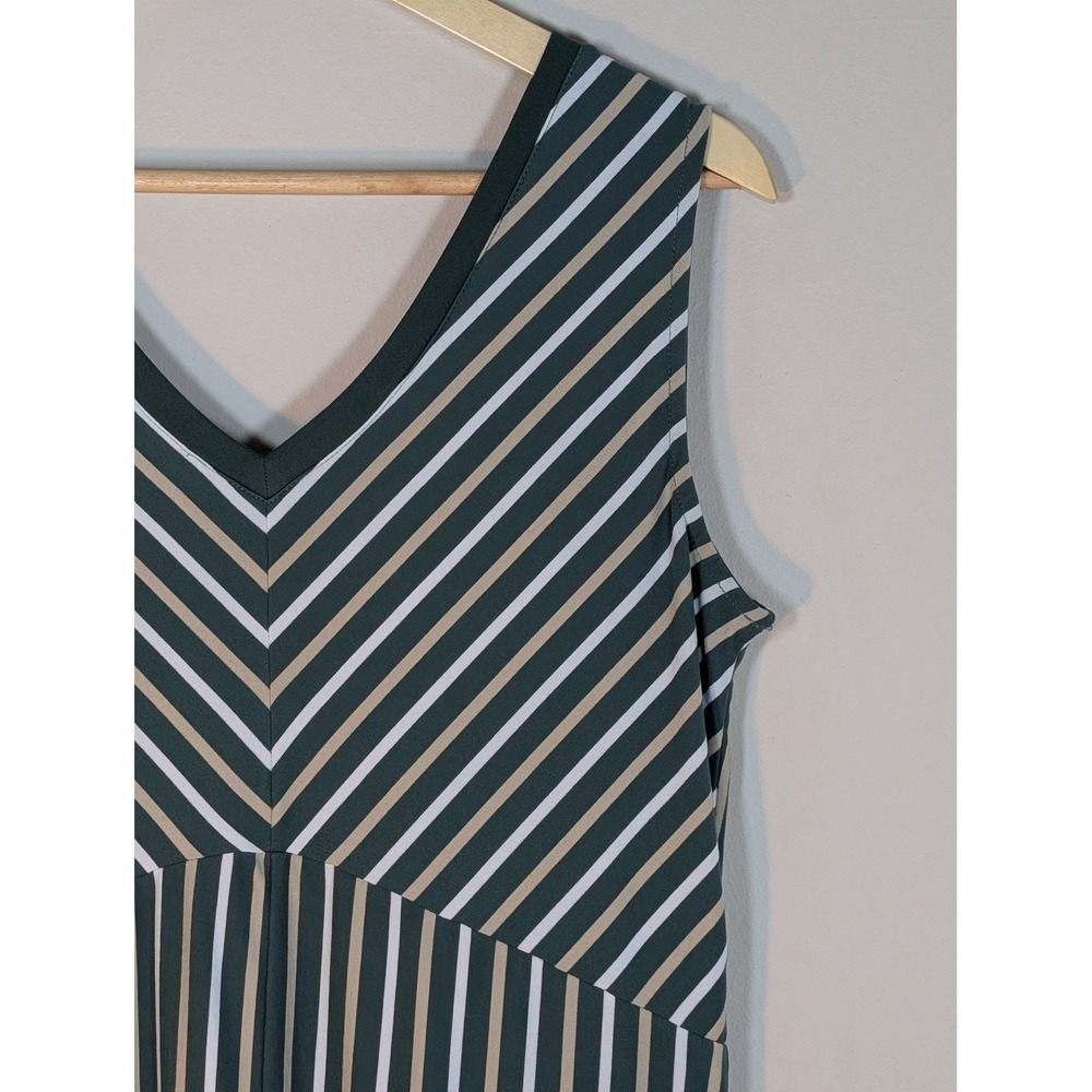 Cuddl Duds Sleeveless VNeck Stripe Wide Leg Jumpsuit Green White Size Tall Small